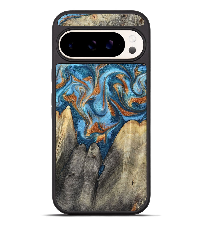 Pixel 9 Pro XL Wood Phone Case - Castiel (Teal & Gold, 800057)