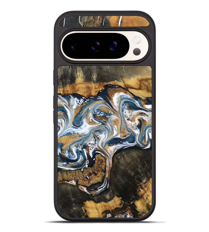 Pixel 10 Pro XL Wood Phone Case - Shyla (Teal & Gold, 800058)