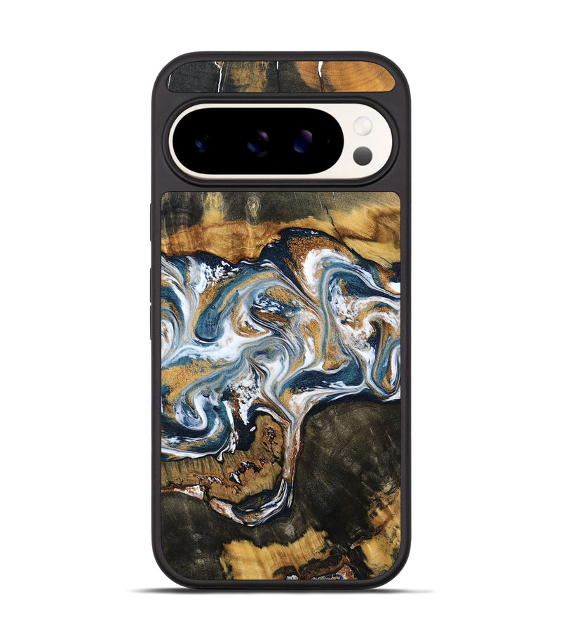 Pixel 9 Wood Phone Case - Shyla (Teal & Gold, 800058)