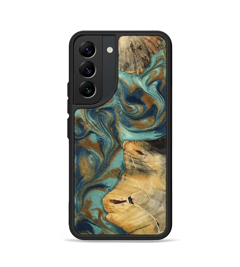 Galaxy S22 Wood Phone Case - Quincy (Teal & Gold, 800059)