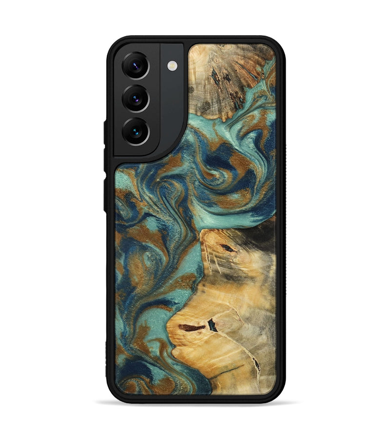 Galaxy S22 Plus Wood Phone Case - Quincy (Teal & Gold, 800059)