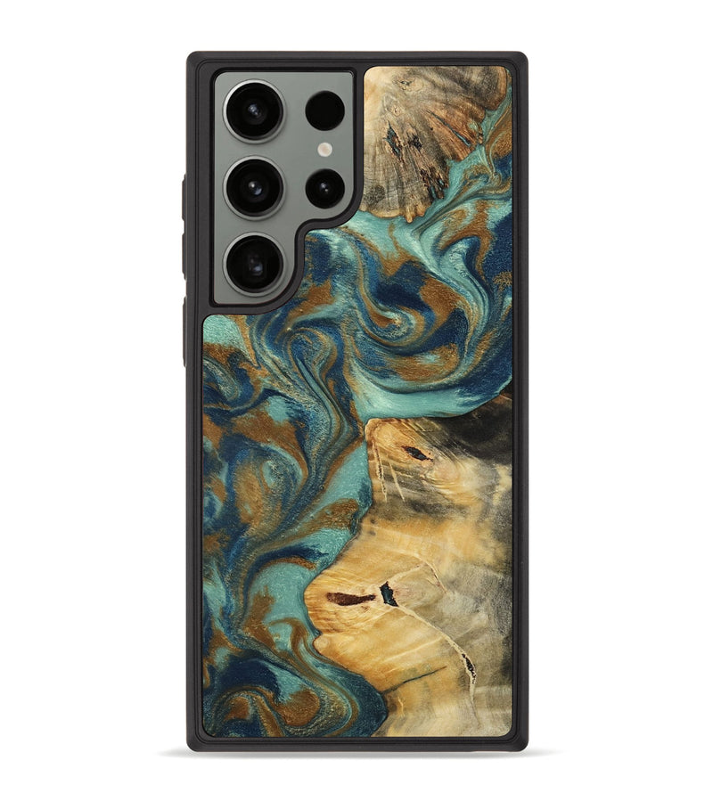 Galaxy S23 Ultra Wood Phone Case - Quincy (Teal & Gold, 800059)