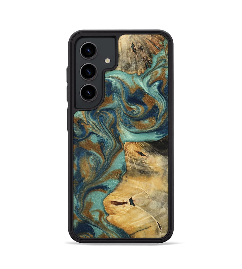 Galaxy S24 Wood Phone Case - Quincy (Teal & Gold, 800059)