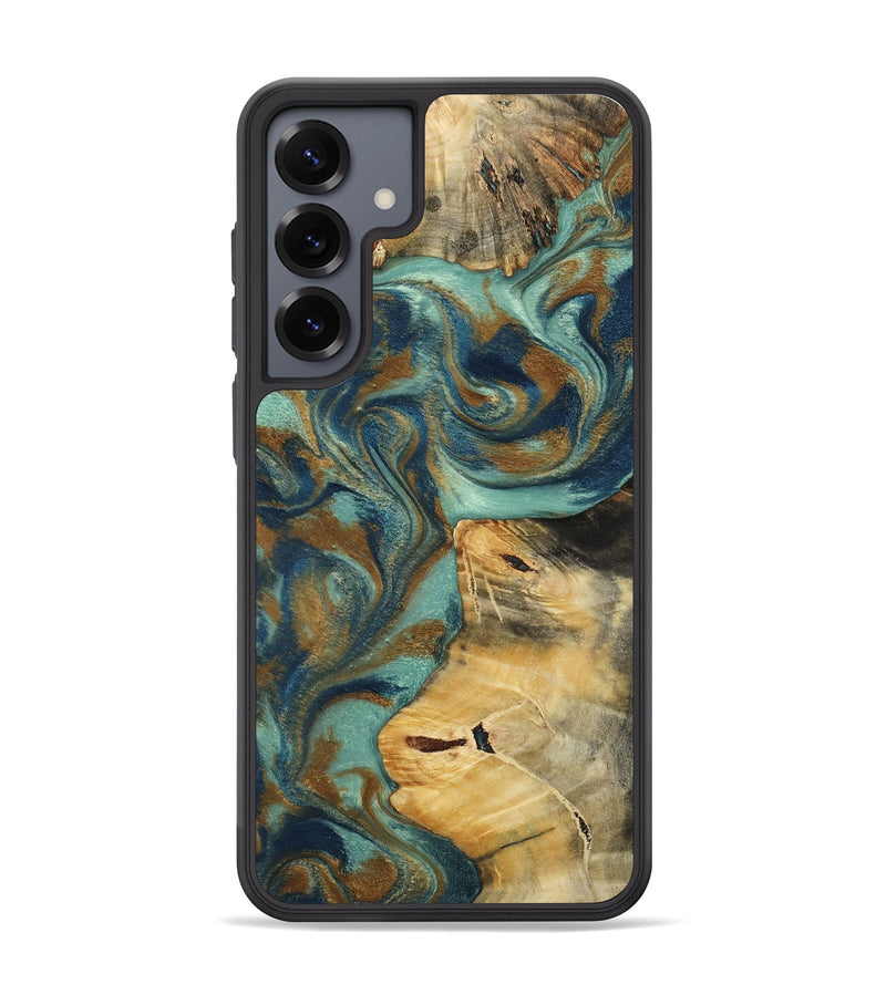 Galaxy S25 Plus Wood Phone Case - Quincy (Teal & Gold, 800059)
