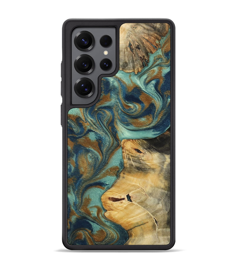 Galaxy S25 Ultra Wood Phone Case - Quincy (Teal & Gold, 800059)