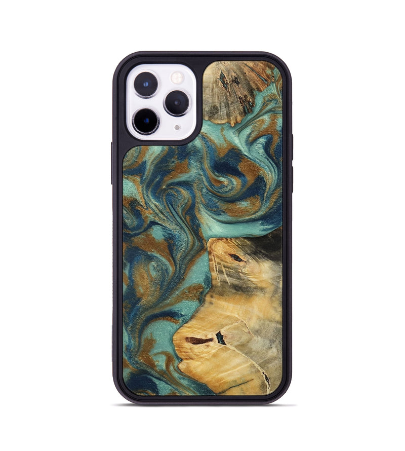 iPhone 11 Pro Wood Phone Case - Quincy (Teal & Gold, 800059)