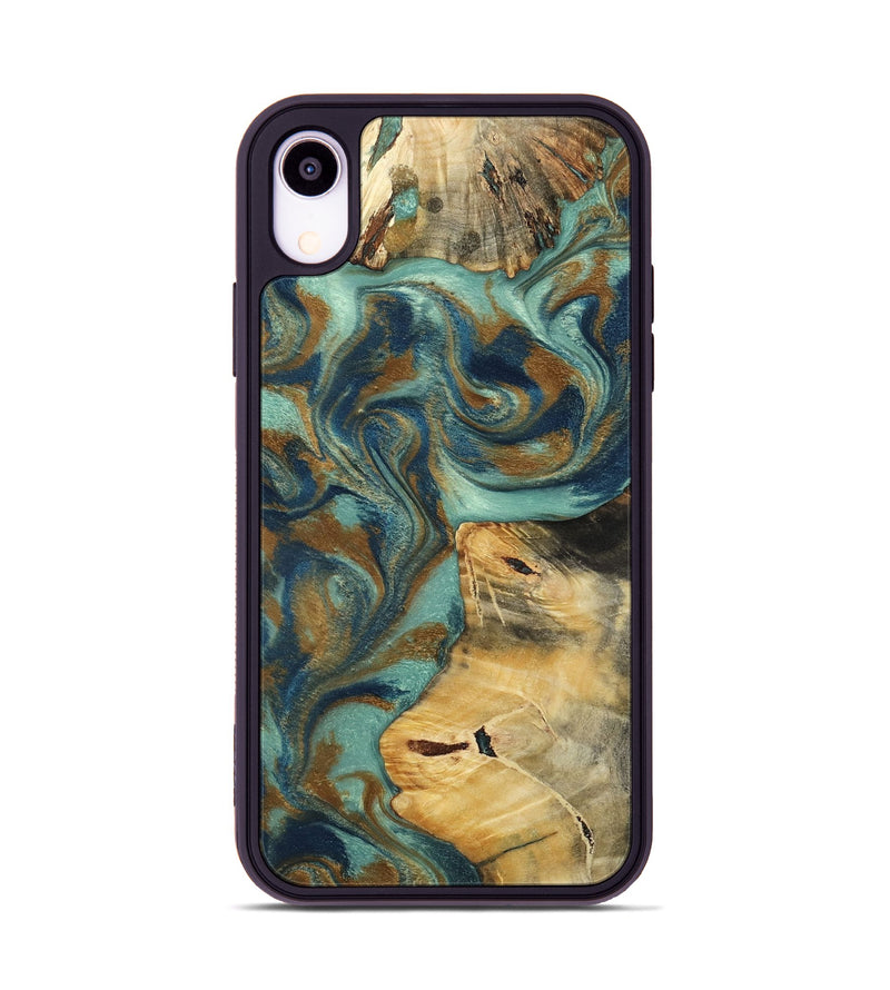 iPhone Xr Wood Phone Case - Quincy (Teal & Gold, 800059)