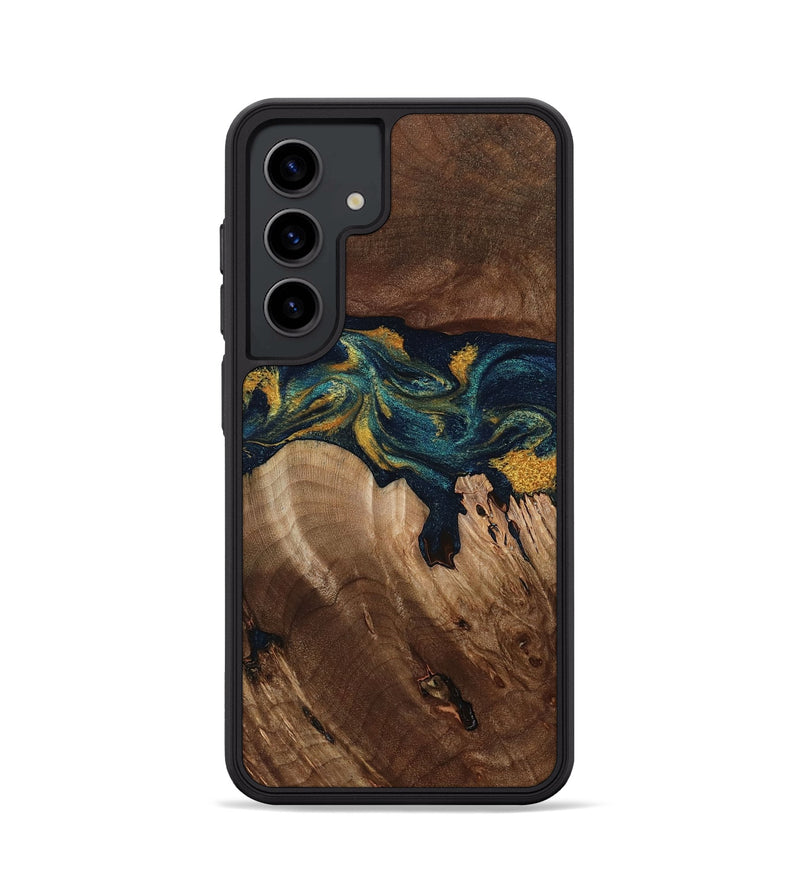 Galaxy S24 Wood Phone Case - Rubye (Teal & Gold, 800061)