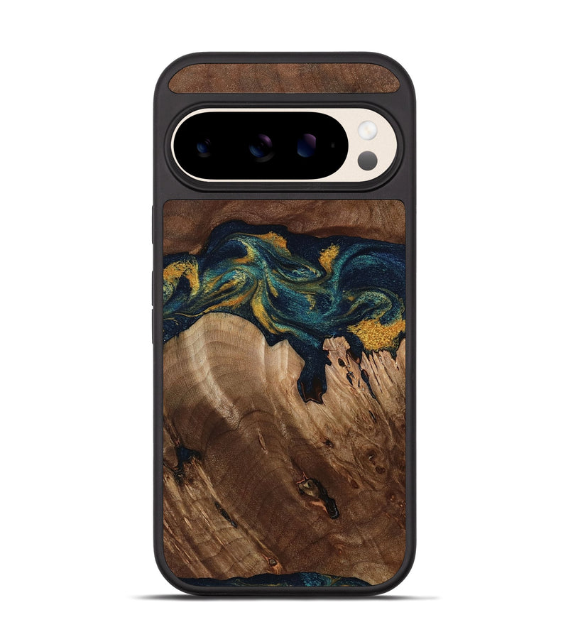 Pixel 10 Wood Phone Case - Rubye (Teal & Gold, 800061)