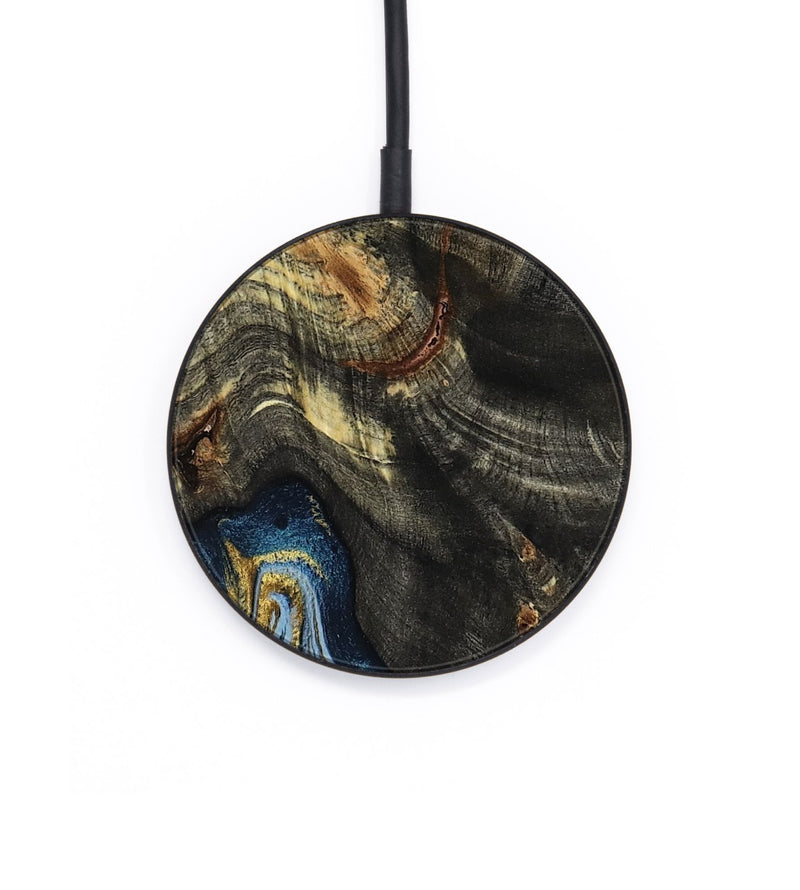 Circle Wood Wireless Charger - Autumn (Teal & Gold, 800062)