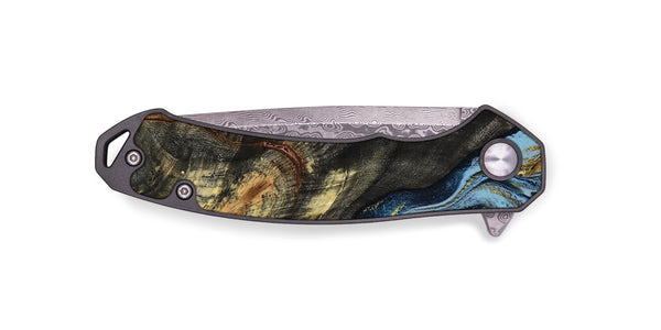 EDC Wood Pocket Knife - Autumn (Teal & Gold, 800062)