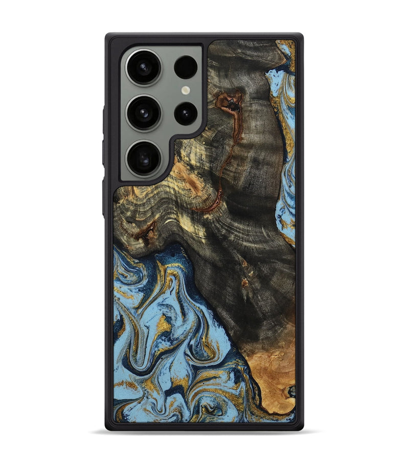 Galaxy S24 Ultra Wood Phone Case - Autumn (Teal & Gold, 800062)