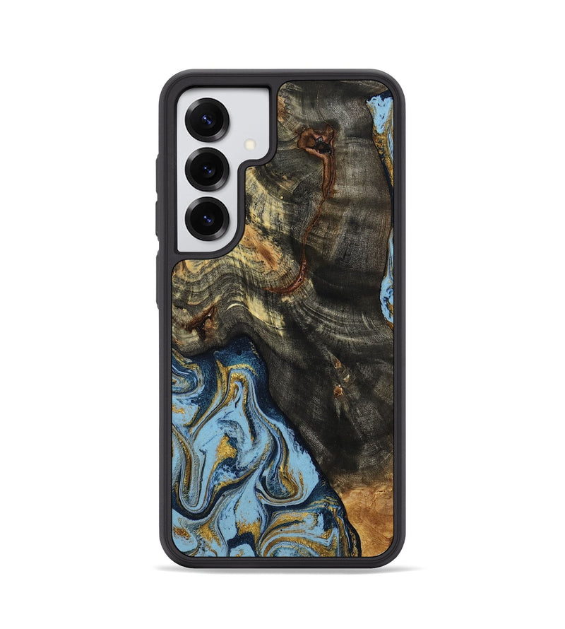 Galaxy S25 Wood Phone Case - Autumn (Teal & Gold, 800062)