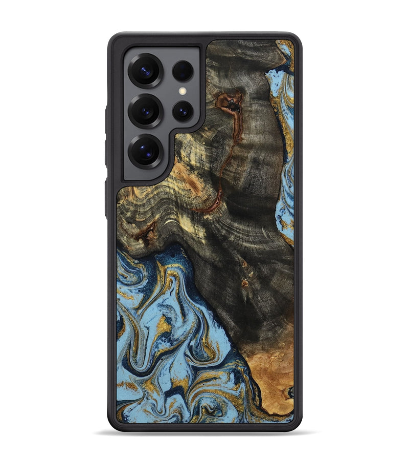 Galaxy S25 Ultra Wood Phone Case - Autumn (Teal & Gold, 800062)