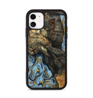iPhone 11 Wood Phone Case - Autumn (Teal & Gold, 800062)