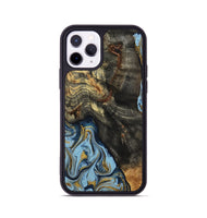 iPhone 11 Pro Wood Phone Case - Autumn (Teal & Gold, 800062)