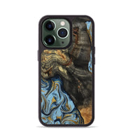 iPhone 13 Pro Wood Phone Case - Autumn (Teal & Gold, 800062)
