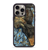 iPhone 15 Pro Max Wood Phone Case - Autumn (Teal & Gold, 800062)