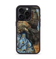 iPhone 15 Pro Wood Phone Case - Autumn (Teal & Gold, 800062)