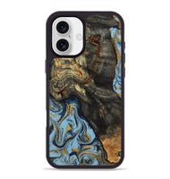 iPhone 16 Plus Wood Phone Case - Autumn (Teal & Gold, 800062)