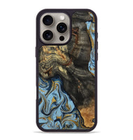 iPhone 16 Pro Max Wood Phone Case - Autumn (Teal & Gold, 800062)