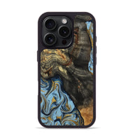 iPhone 16 Pro Wood Phone Case - Autumn (Teal & Gold, 800062)