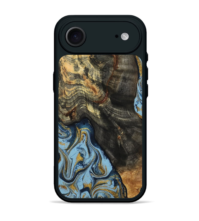 iPhone 17 Air Wood Phone Case - Autumn (Teal & Gold, 800062)