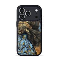 iPhone 17 Pro Wood Phone Case - Autumn (Teal & Gold, 800062)