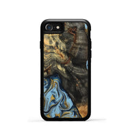 iPhone SE Wood Phone Case - Autumn (Teal & Gold, 800062)