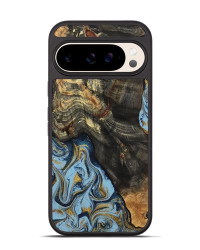 Pixel 10 Wood Phone Case - Autumn (Teal & Gold, 800062)