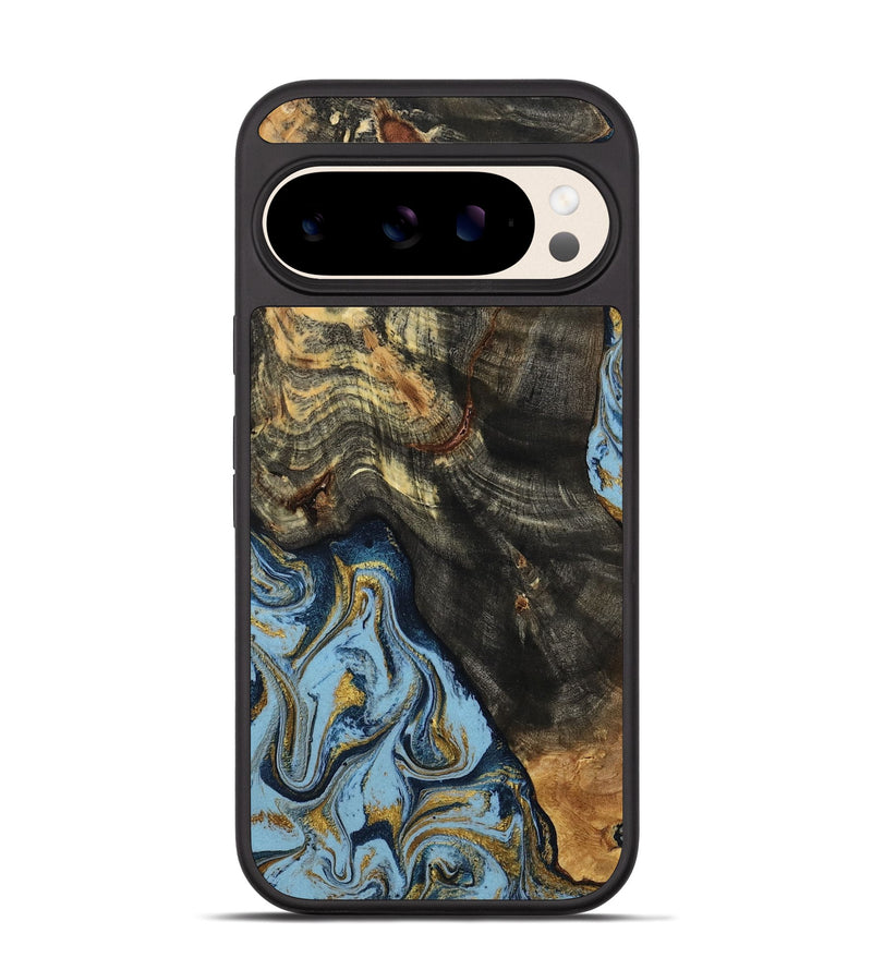 Pixel 10 Wood Phone Case - Autumn (Teal & Gold, 800062)