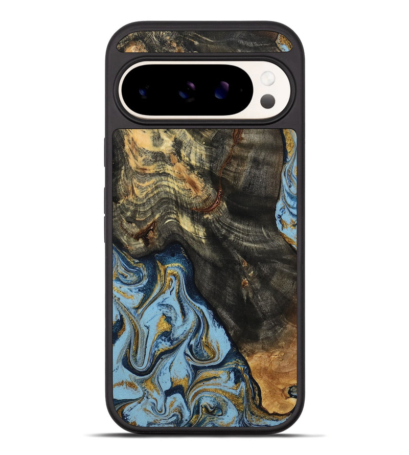Pixel 10 Pro XL Wood Phone Case - Autumn (Teal & Gold, 800062)