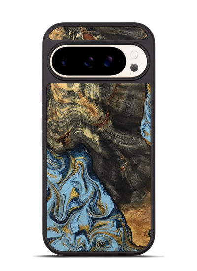 Pixel 9 Wood Phone Case - Autumn (Teal & Gold, 800062)