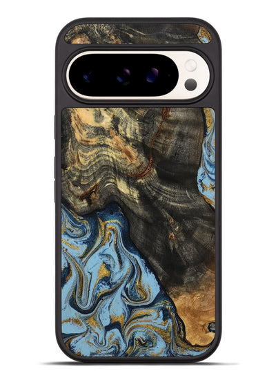Pixel 9 Pro XL Wood Phone Case - Autumn (Teal & Gold, 800062)