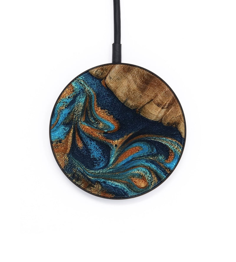 Circle Wood Wireless Charger - Chozen (Teal & Gold, 800063)