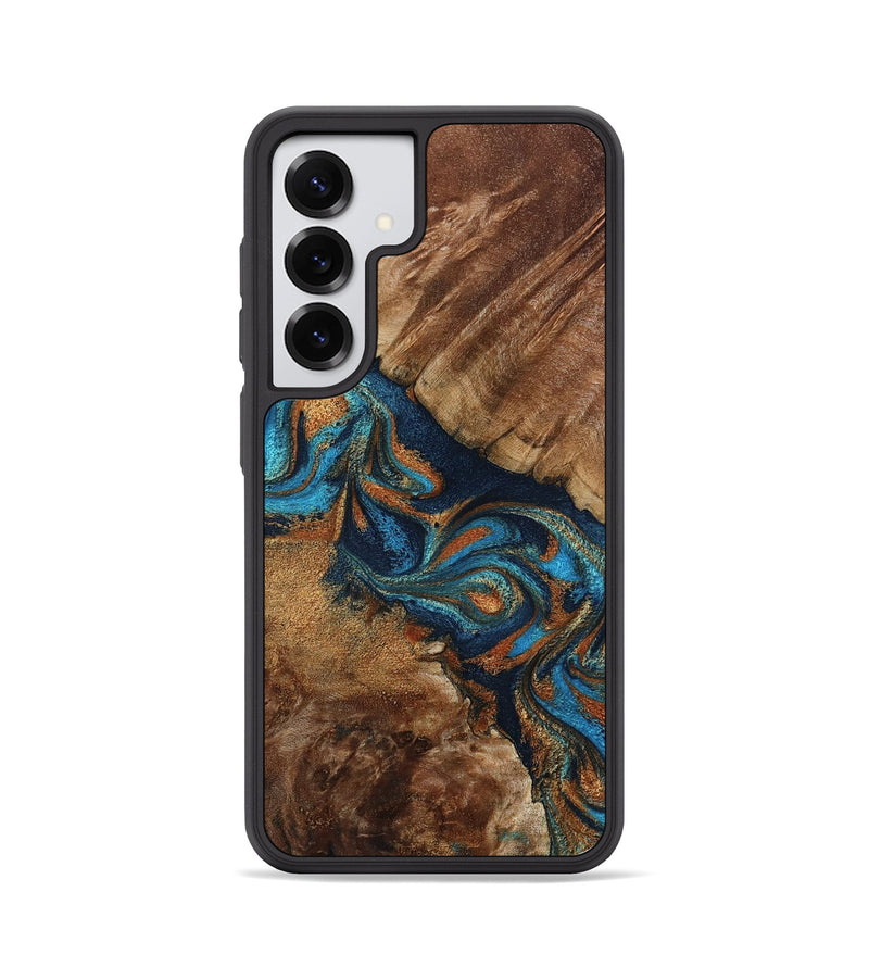 Galaxy S25 Wood Phone Case - Chozen (Teal & Gold, 800063)