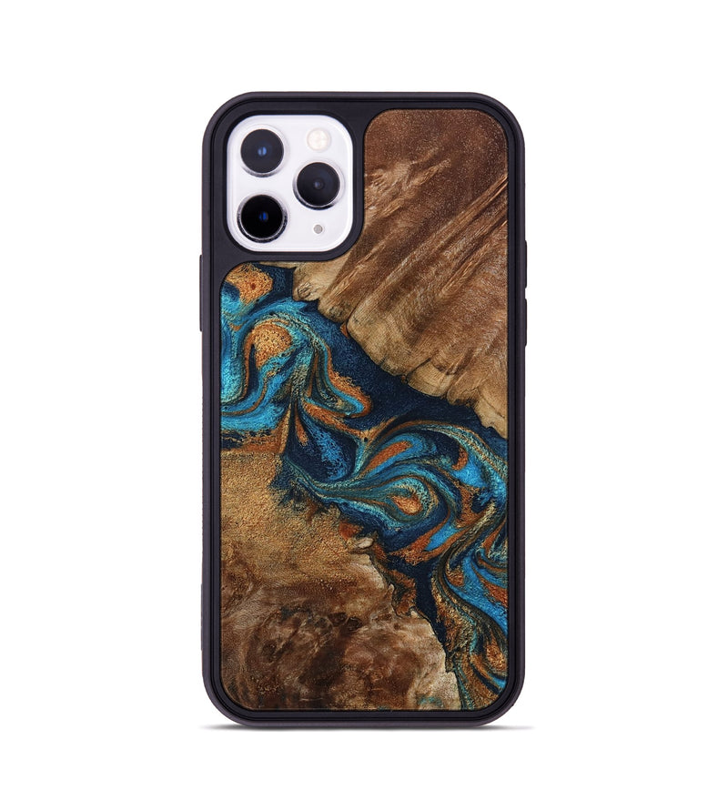 iPhone 11 Pro Wood Phone Case - Chozen (Teal & Gold, 800063)