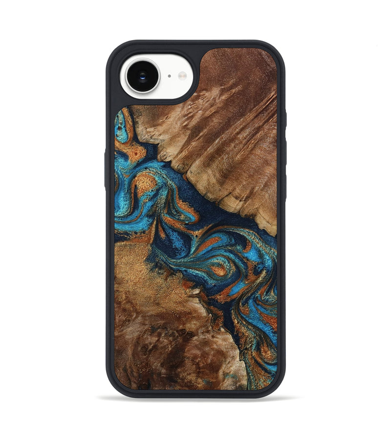 iPhone 16e Wood Phone Case - Chozen (Teal & Gold, 800063)