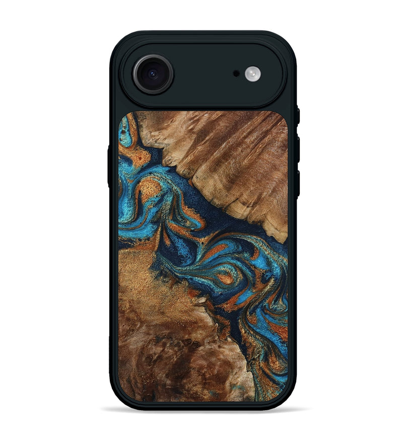 iPhone 17 Air Wood Phone Case - Chozen (Teal & Gold, 800063)