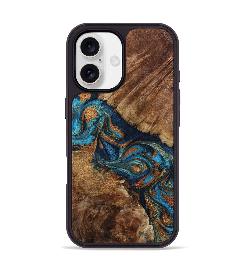 iPhone 17 Wood Phone Case - Chozen (Teal & Gold, 800063)