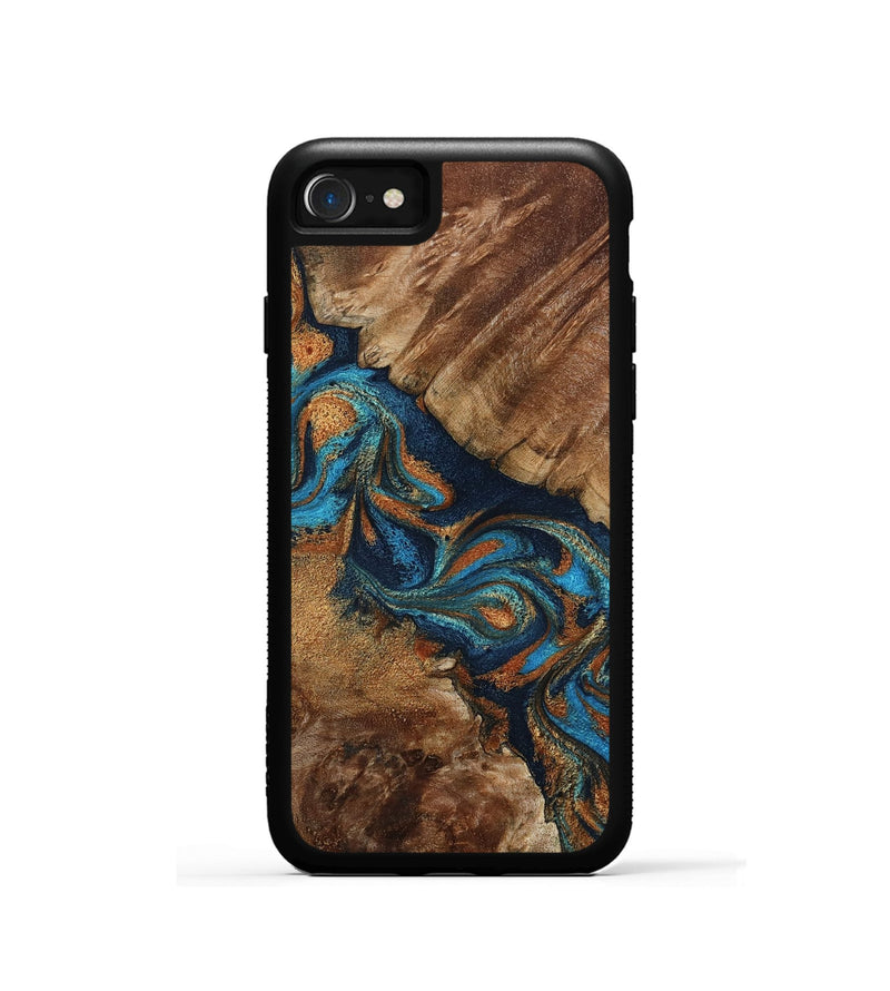 iPhone SE Wood Phone Case - Chozen (Teal & Gold, 800063)