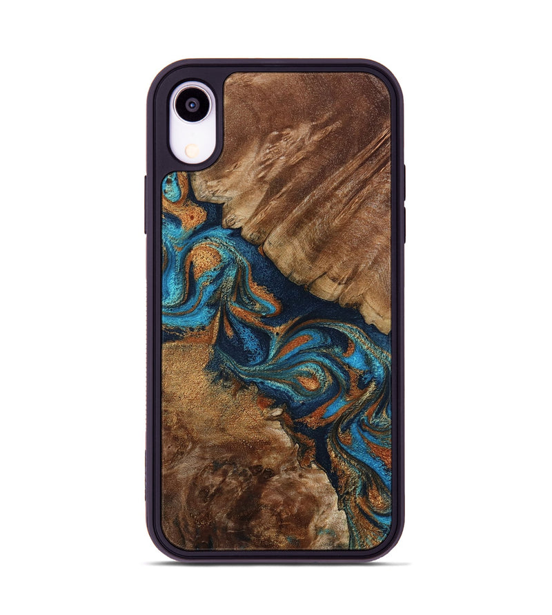 iPhone Xr Wood Phone Case - Chozen (Teal & Gold, 800063)