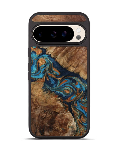 Pixel 10 Wood Phone Case - Chozen (Teal & Gold, 800063)