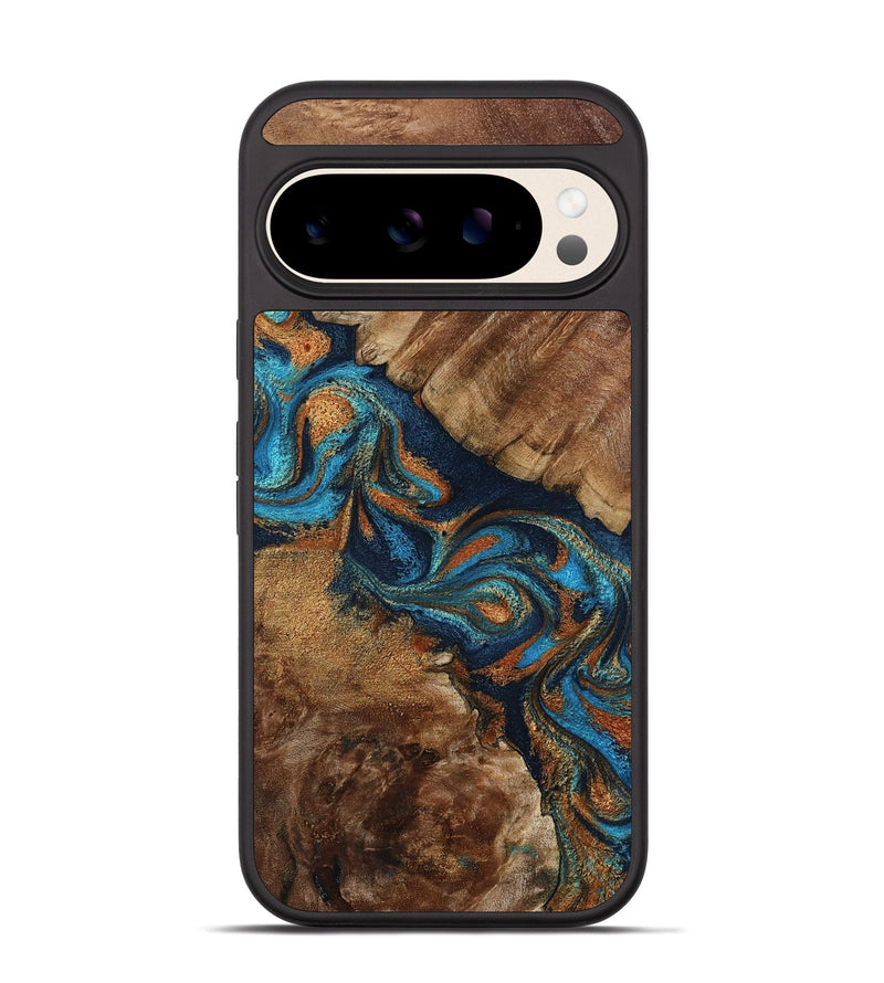 Pixel 10 Wood Phone Case - Chozen (Teal & Gold, 800063)