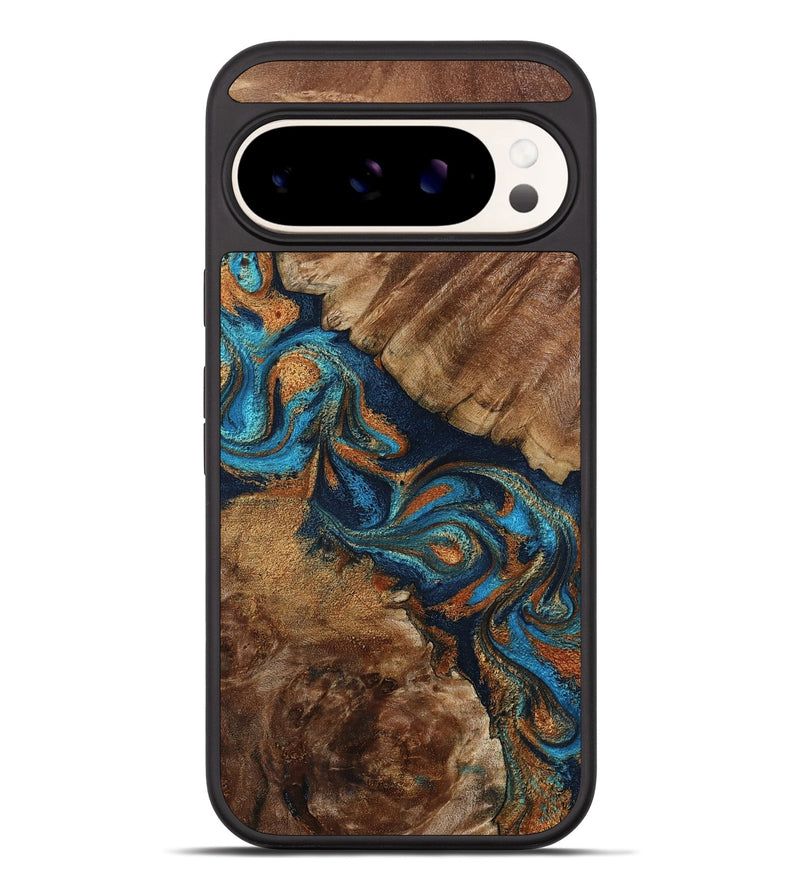 Pixel 10 Pro XL Wood Phone Case - Chozen (Teal & Gold, 800063)