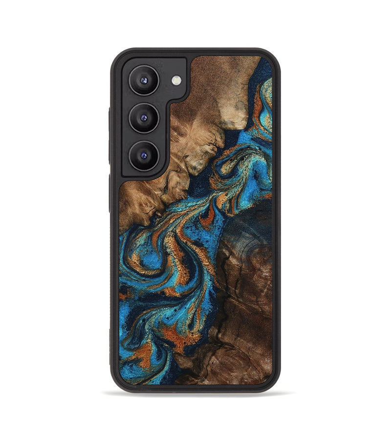 Galaxy S23 Wood Phone Case - Libbie (Teal & Gold, 800064)