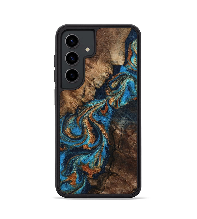 Galaxy S24 Wood Phone Case - Libbie (Teal & Gold, 800064)