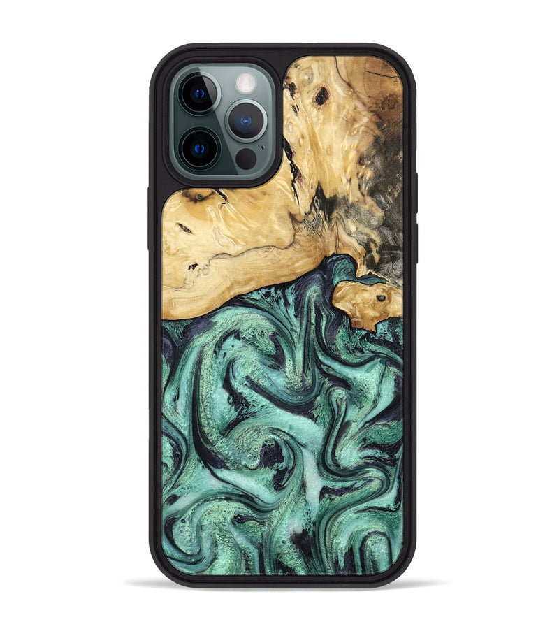 iPhone 12 Pro Max Wood Phone Case - Ena (Green, 800065)