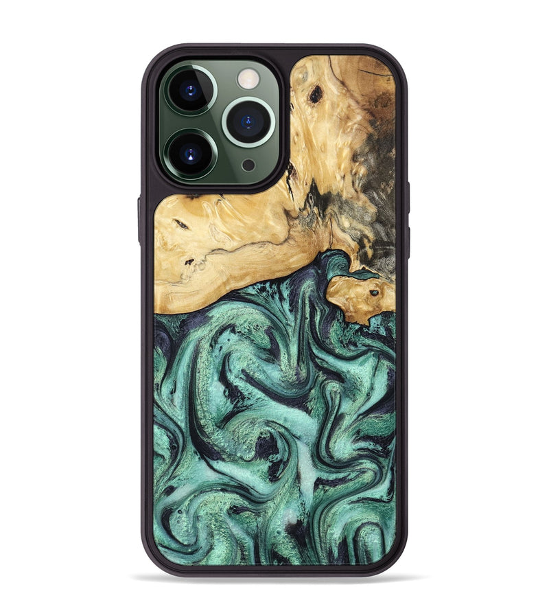 iPhone 13 Pro Max Wood Phone Case - Ena (Green, 800065)