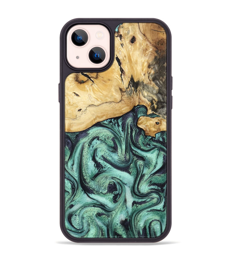 iPhone 14 Plus Wood Phone Case - Ena (Green, 800065)